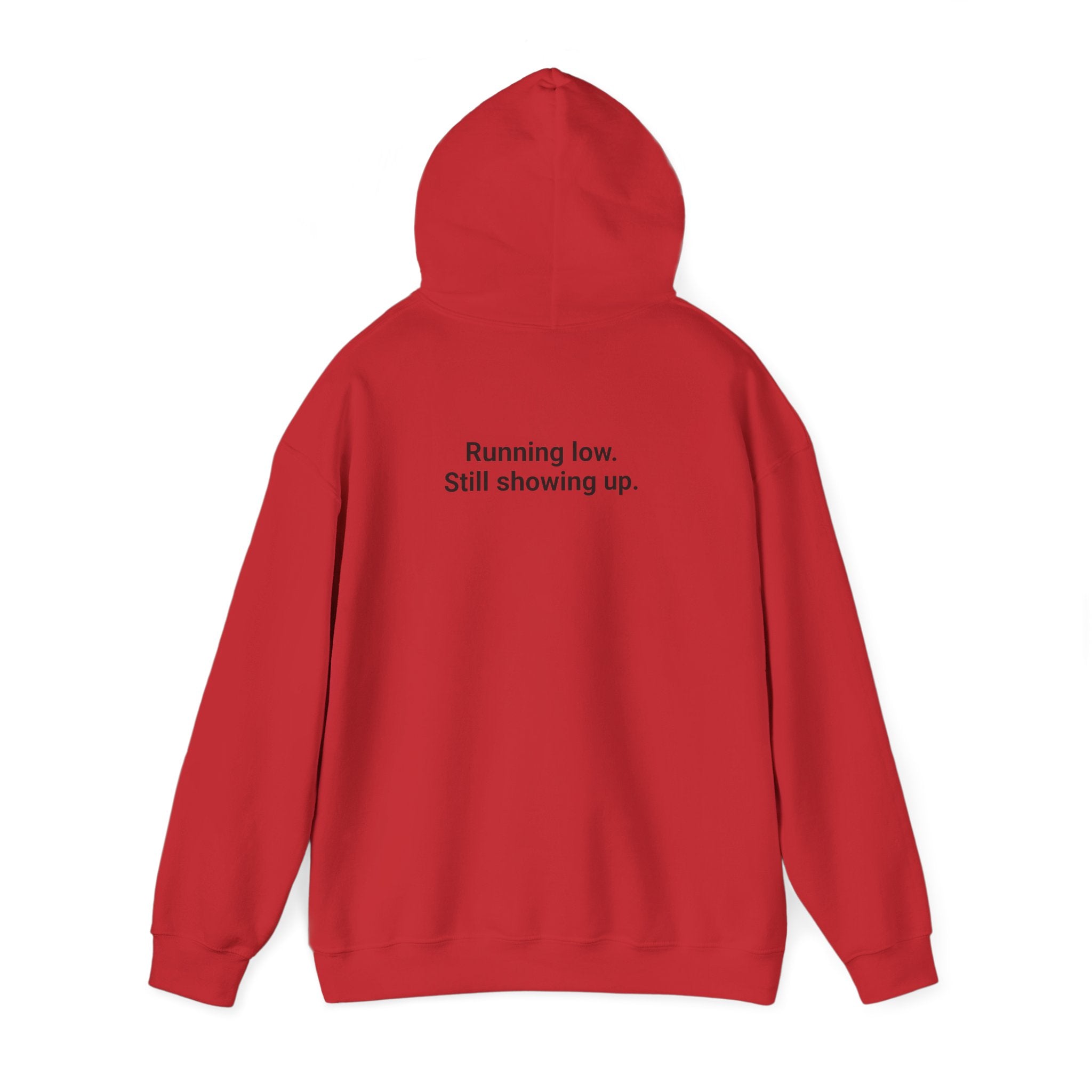 Low Battery Club Hoodie "The Jessica"— 'Running Low. Still Showing Up.' Cozy Graphic Sweatshirt