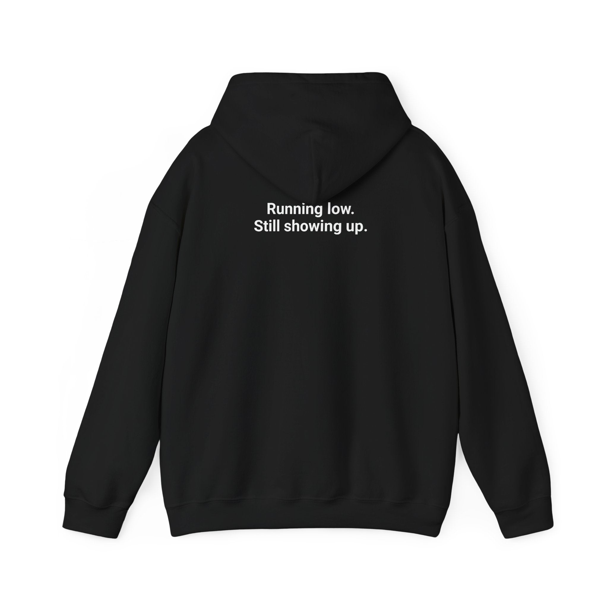 Low Battery Club Hoodie "The Jessica"— 'Running Low. Still Showing Up.' Cozy Graphic Sweatshirt