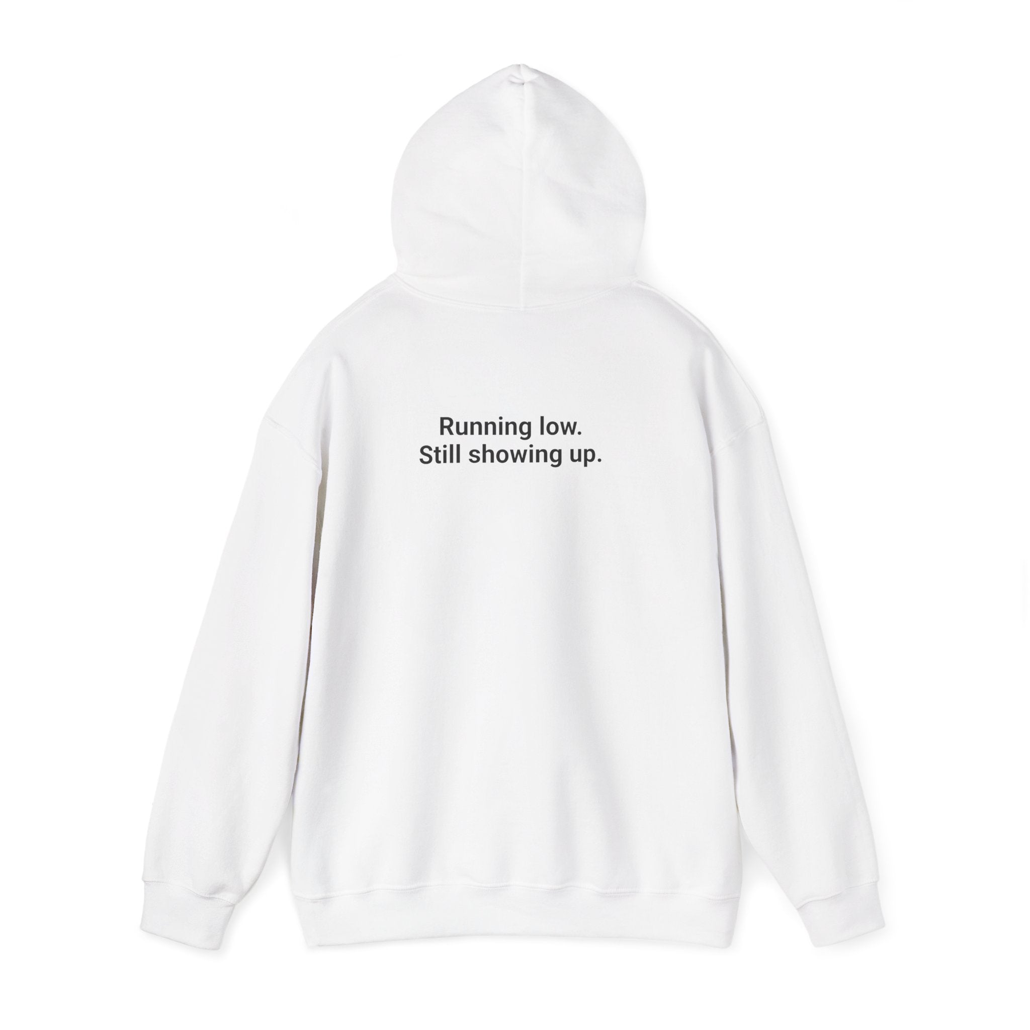 Low Battery Club Hoodie "The Jessica"— 'Running Low. Still Showing Up.' Cozy Graphic Sweatshirt