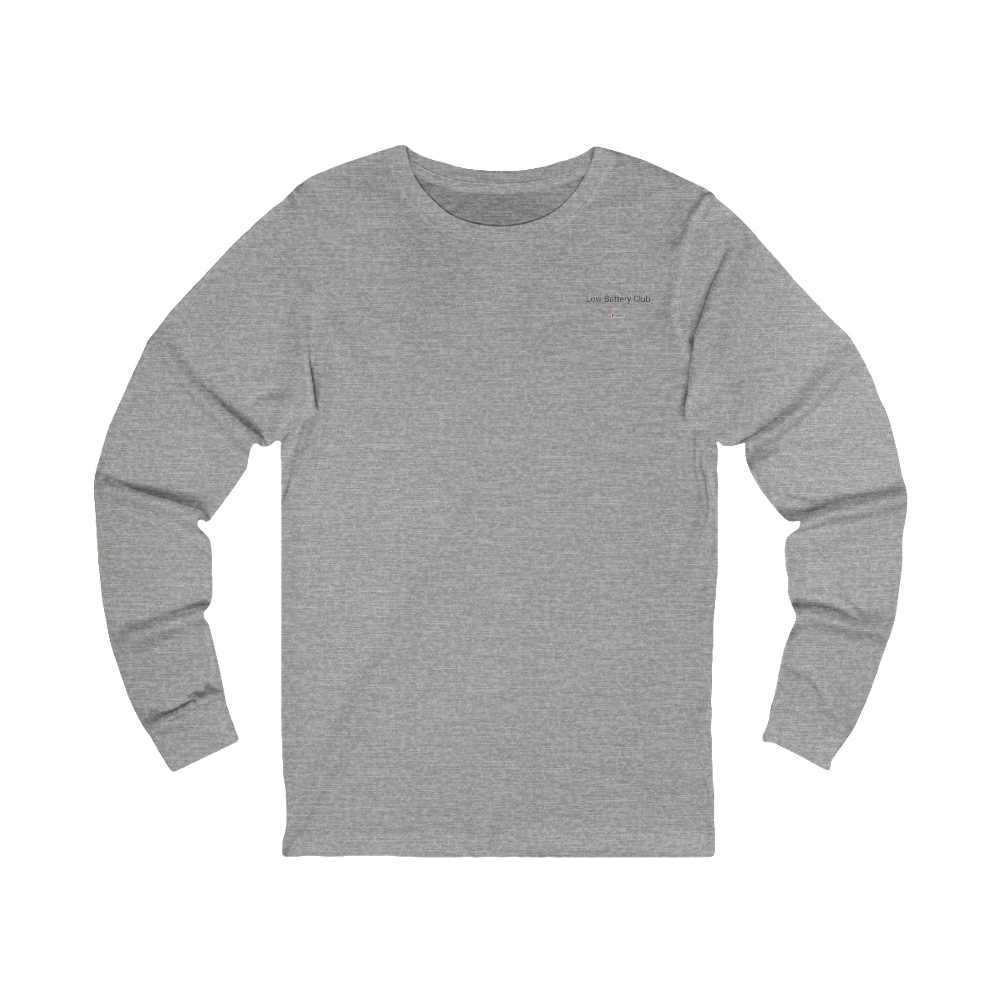 Long Sleeve Tee — "Running low. Still showing up." Minimalist Motivational Shirt