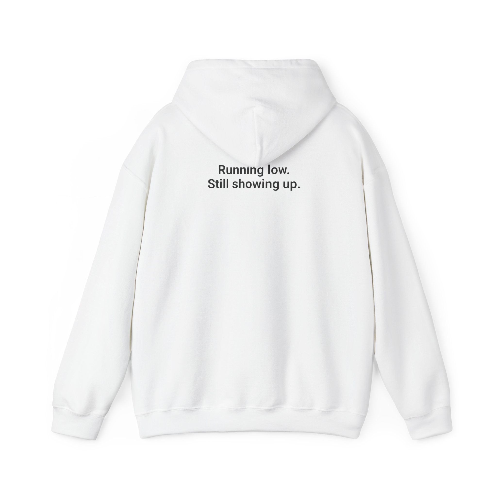 Low Battery Club Hoodie "The Jessica"— 'Running Low. Still Showing Up.' Cozy Graphic Sweatshirt
